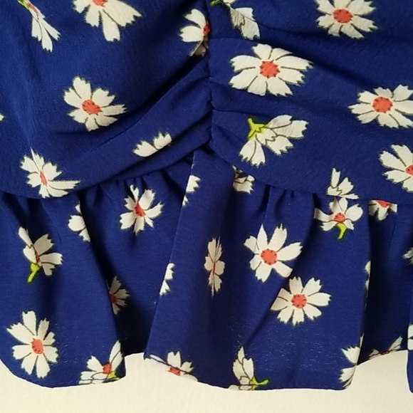 Topshop Blue Floral Print Sleeveless Top in Size 8 - Picture 7 of 10